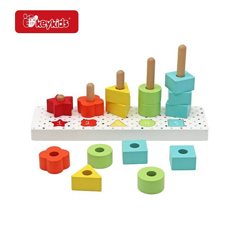 Montessori Educational Wooden Shape Color Sorting Stcking Toy For Kids W12F182
